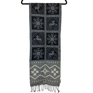 Boss Hugo Boss Pure Lambswool Scarf Gray Neck Wrap Embroidered Logo Made Italy